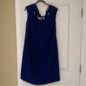 Dress Barn Navy Midi Dress with Gold Details